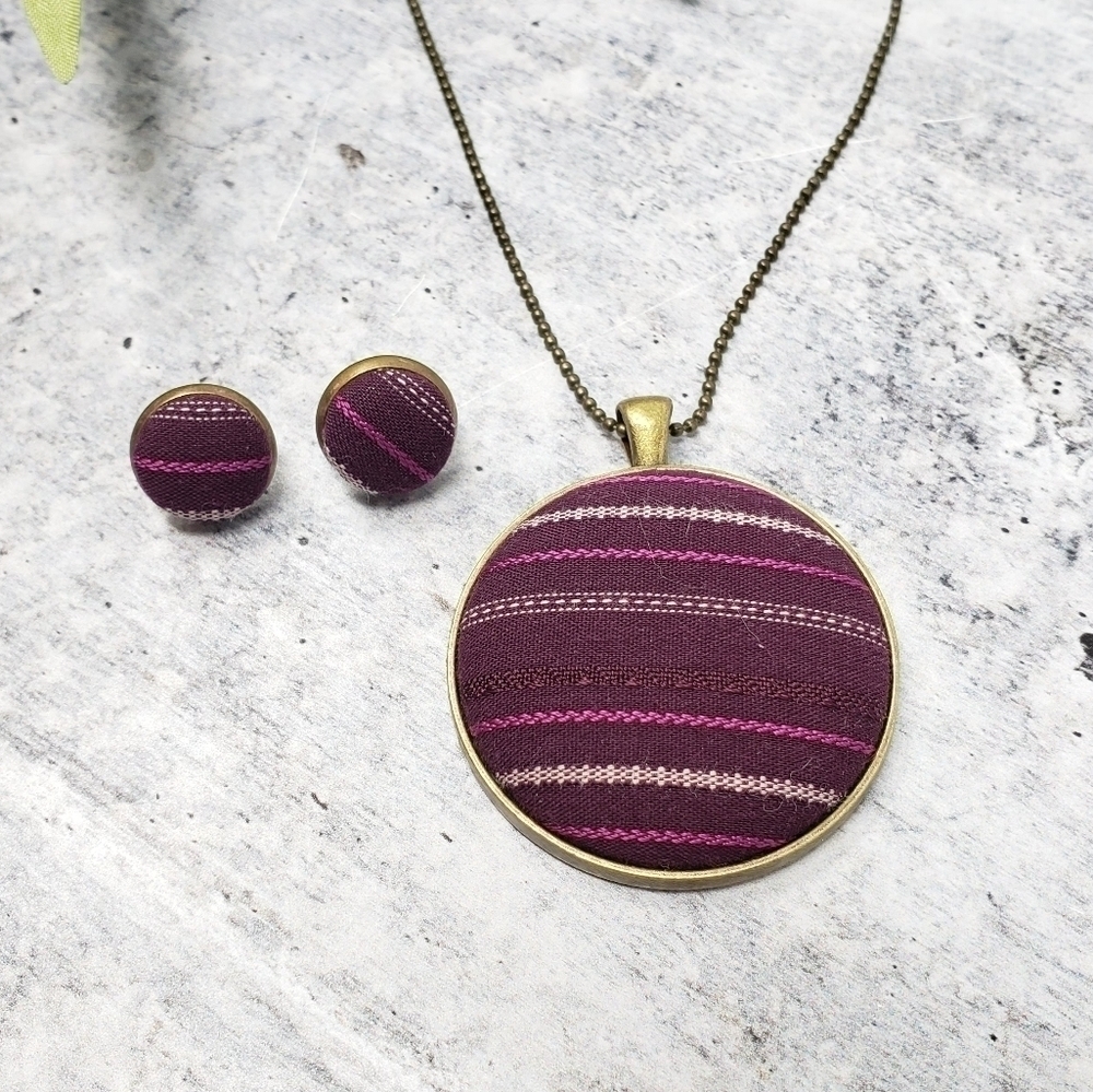 New Handmade | Stripe Fabric Necklace & Earrings